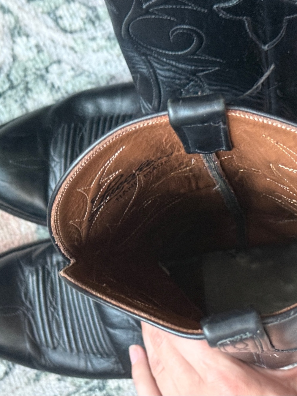 Lucchese Unisex Black Cowboy Boots - Picture 9 of 10